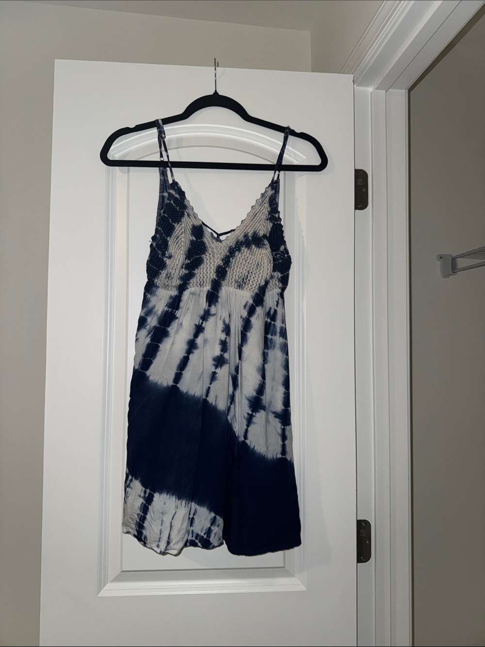 Navy and White Tie-Dye Mini Dress